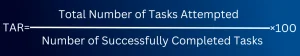 The Task Accomplishment Rate is calculated by dividing the number of completed tasks by the total number of attempted tasks and then multiplying by 100.