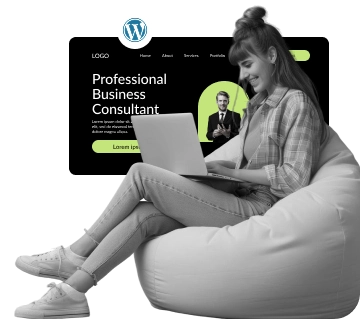 Custom WordPress website design for a professional business consultant displayed on laptop
