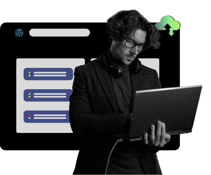 Web developer managing WordPress hosting, updates, and website performance optimization