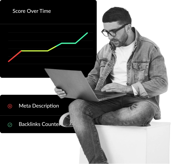 SEO expert analyzing website traffic growth and ranking performance dashboard