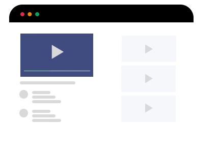 Video marketing interface displaying multimedia content