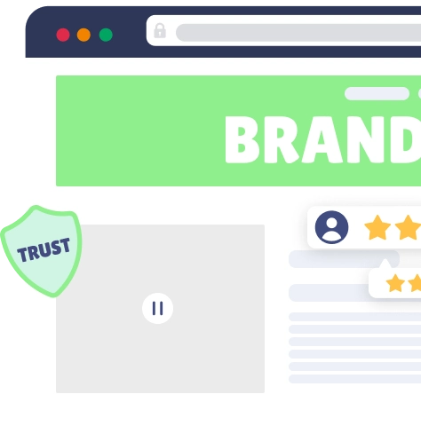 Professional brand identity layout with trust badge